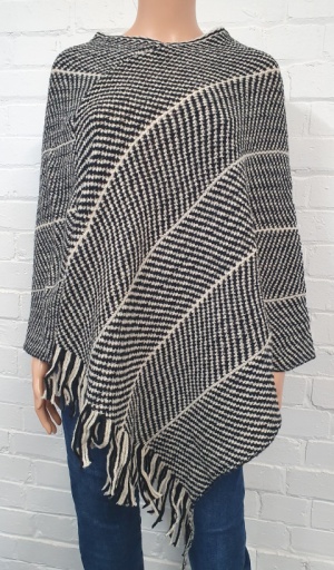 Claudia C Black and White Stripe Cape